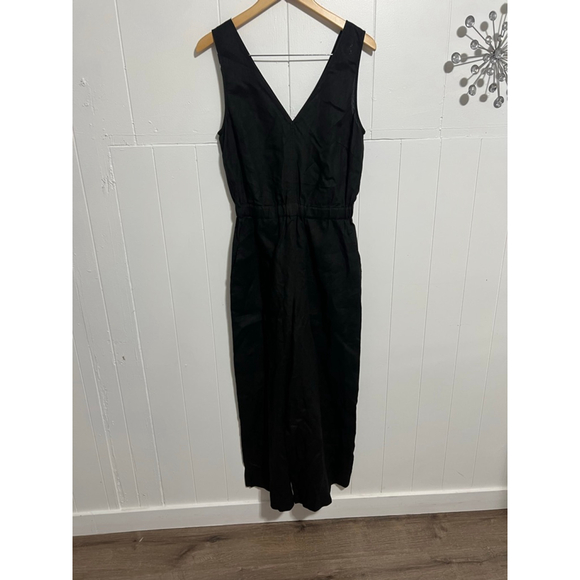 Women's Sundry 100% linen Black Sleeveless V-Neck Linen Jumpsuit Size S - Picture 2 of 13